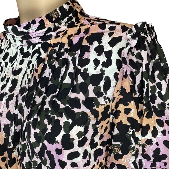 Veronica Beard Top Size 10 Lety Leopard‎ Print Silk Blend Blouse - Picture 4 of 9